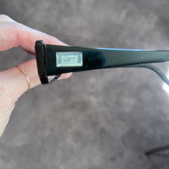 Women's Rectangular Fendi Eyeglasses, Black Plastic Frame - Picture 4 of 5